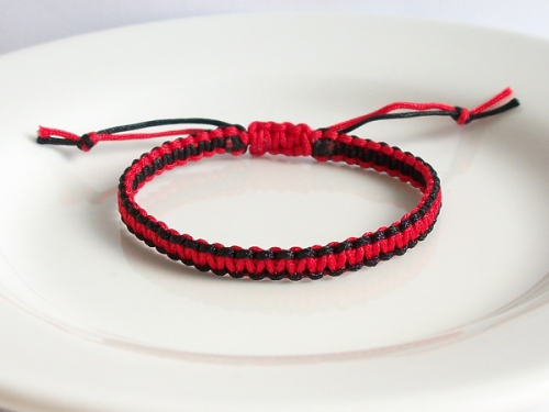 Red & Black Macrame Square Knot Friendship Bracelet