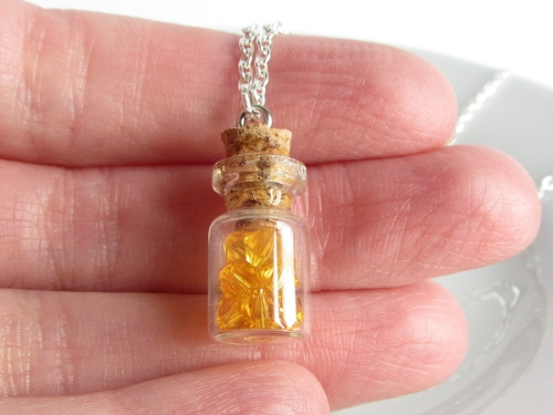 Sunflower Swarovski Crystal Bottle Pendant