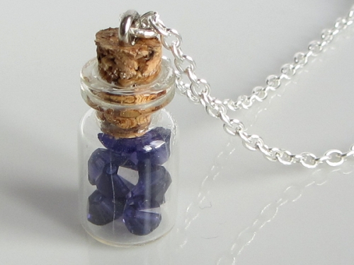 Purple Velvet Swarovski Crystal Bottle Pendant